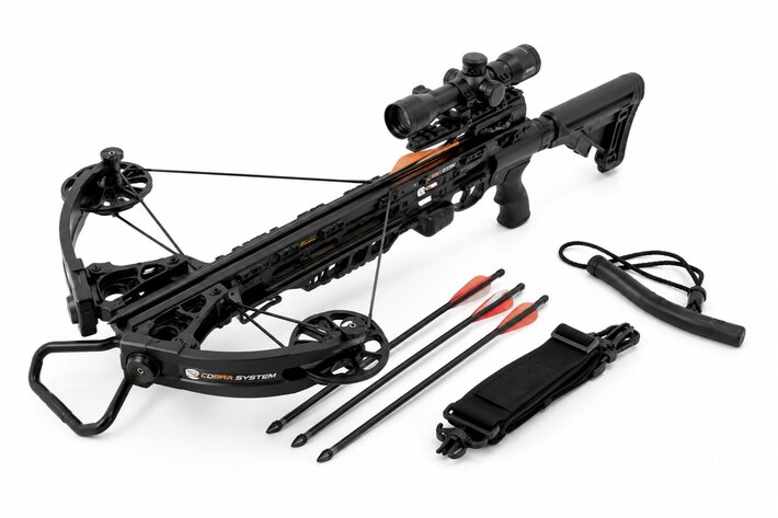 Arbalète de chasse avec carreaux et lunette de visée